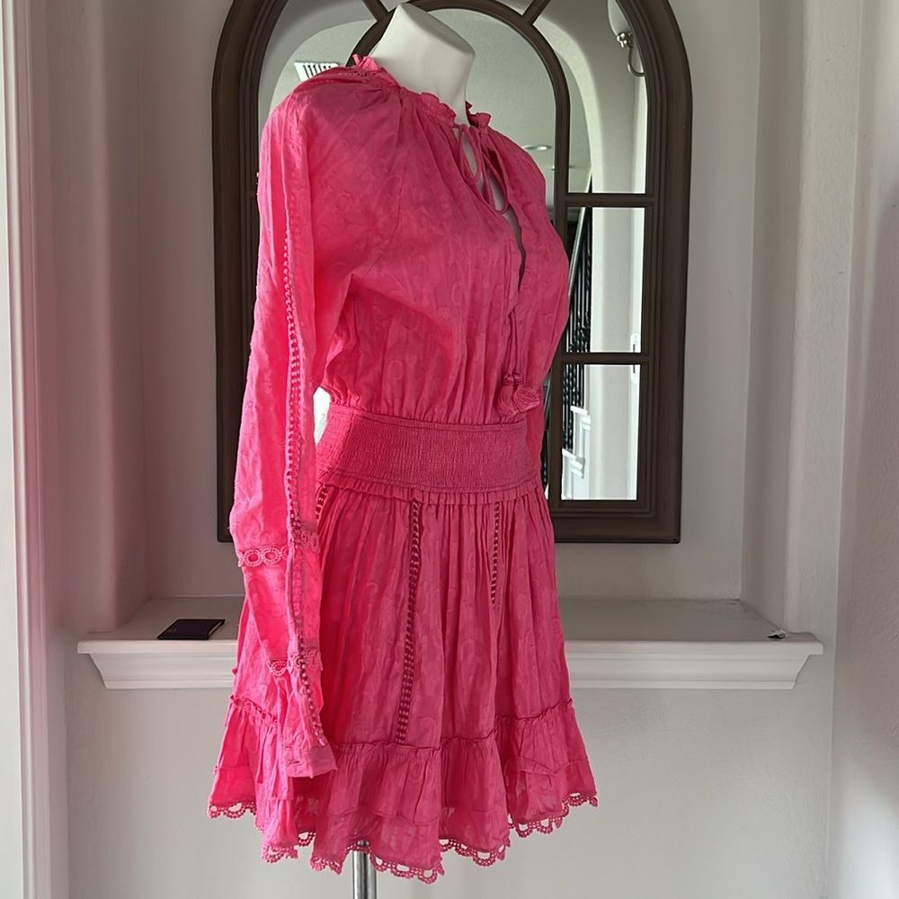 Hemant and Nandita Cotton Ruffled Eyelet Dress, Pink, New, Size XS - Picture 5 of 8